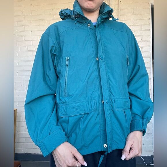L.L. Bean Jackets & Blazers - L.L.Bean Vintage Womens Teal Hooded Windbreaker Jacket